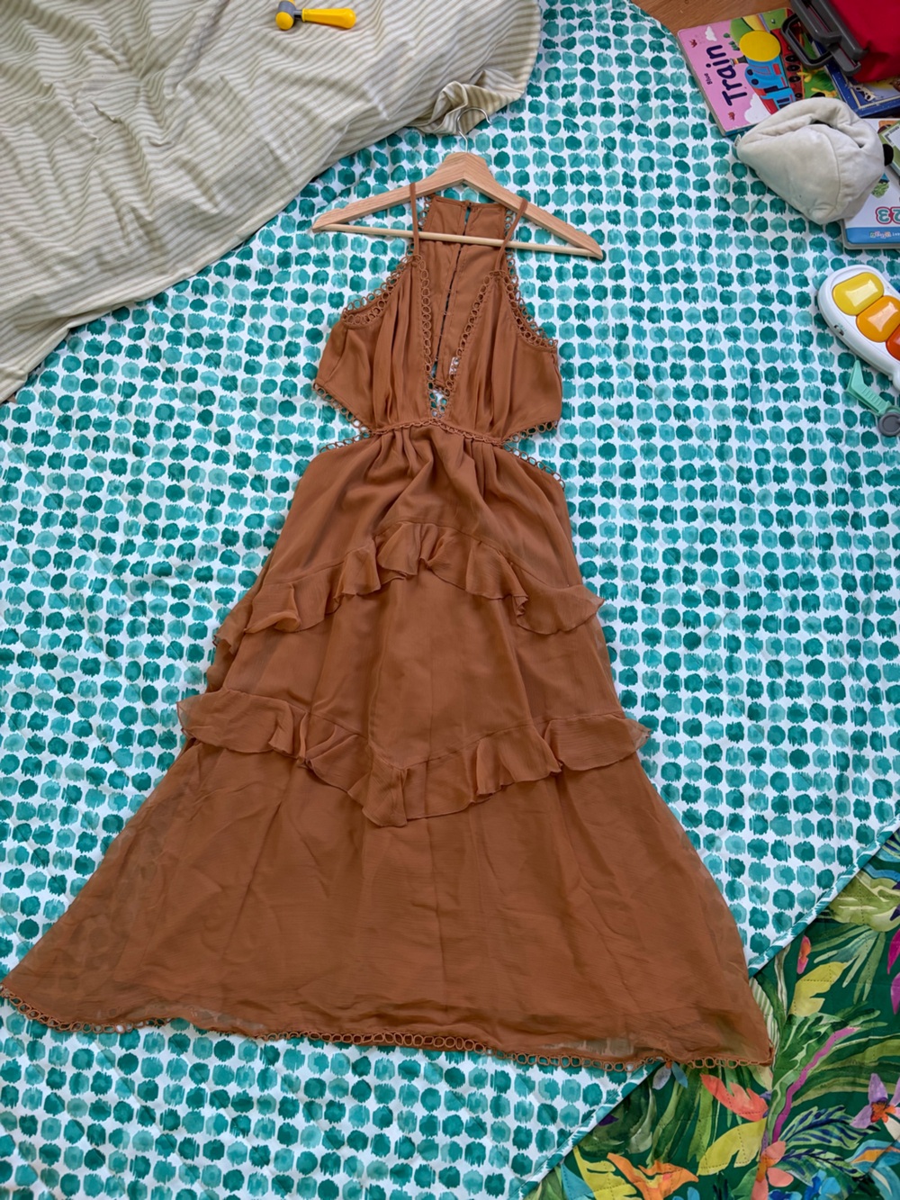 ASOS Brown Ruffle Halter Maxi Dress - Picture 5 of 5